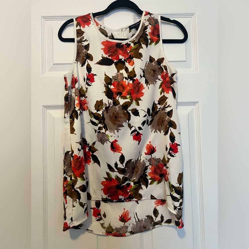 Mario Serrani High Low Floral blouse size S